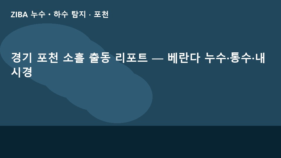 경기 포천 소흘 출동 리포트 — 베란다 누수·통수·내시경